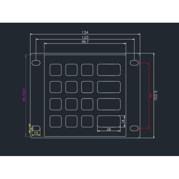 4 * тип водоустойчивая кнопочная панель 4 матриц, Усб связал проволокой клавиатуру с кнопкой Шрифта Брайля