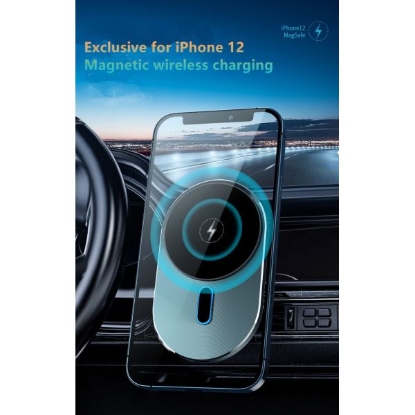 5W-15W Air Vent Wireless Car Charger with Multiple Safety Protection