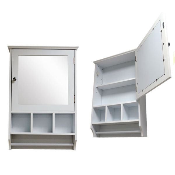 MDF Panel OEM Wall Mounted Antique Mirror Cabinet 5 Wood Compartment