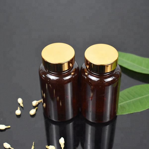 Amber 190cc Empty Pill Bottles , Aluminium Screw Cap Plastic Medicine Bottles