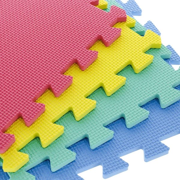 EVA Foam Mat Tiles - Interlocking Padding for Garage, Playroom, or Gym Flooring - Workout Mat or Baby Playmat