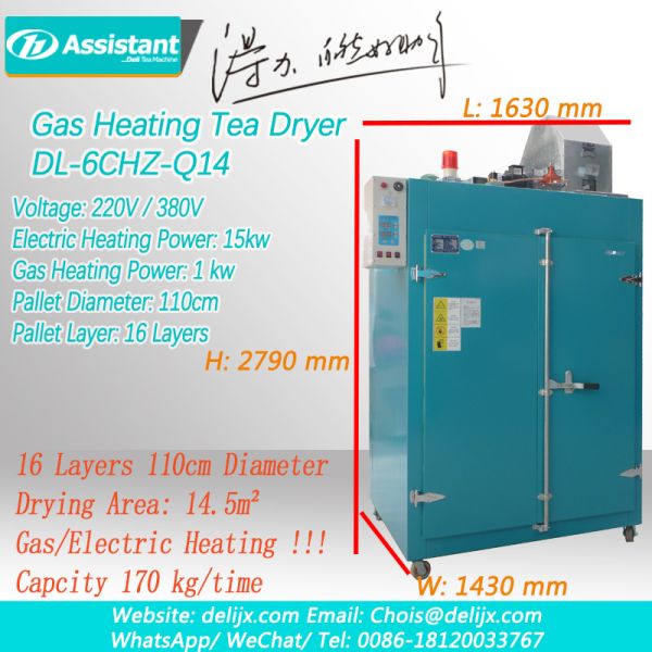 DL-6CHZ-Q14 Gas Heating Dryer For Tea Leaf Drying With Pallet Rotary Speed Of 6 rpm