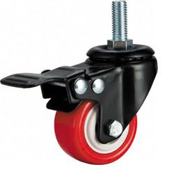 light duty 2 threaded stem PU caster with brake, 2.5 inch, 3 inch PU castor with brake