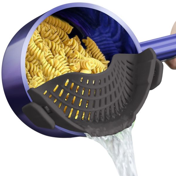BPA Free Silicone Clip On Strainer For All Pots And Pans Pasta Strainer Clip On Food Strainer For Meat Vegetables Fruit