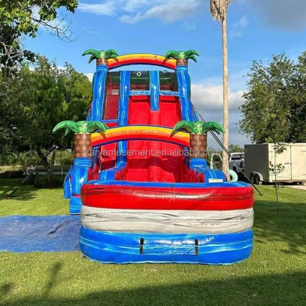 Extended Double Slide Red Thrilling Inflatable Combo Jumping Castle for Aquatic Park