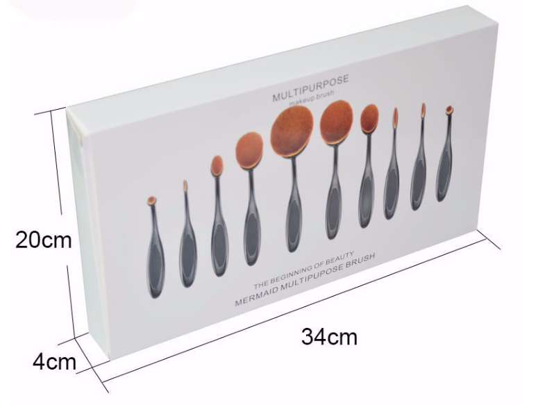 Cosmetics Full Makeup Brush Set , 10 Piece Oval Toothbrush Makeup Brushes
