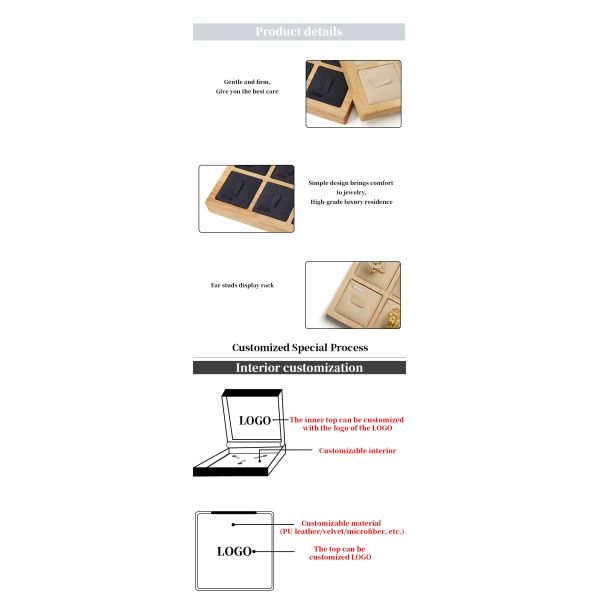 3x3 Multi Cells Joyería de madera sólida Presentación bandeja para las orejas Anillos de punta Exposición