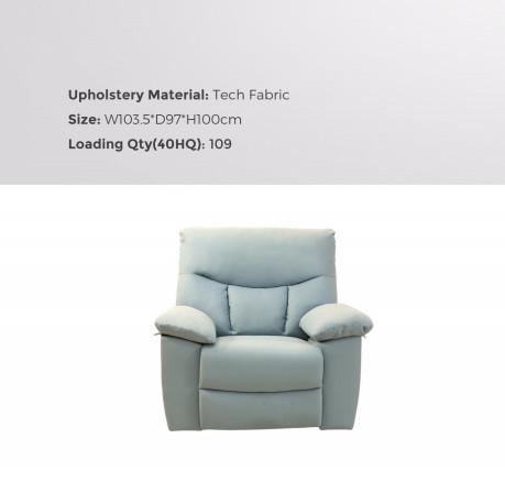 Tech Fabric Mobiliário de sala de estar Power Leather Recliner Sofa Set Grey