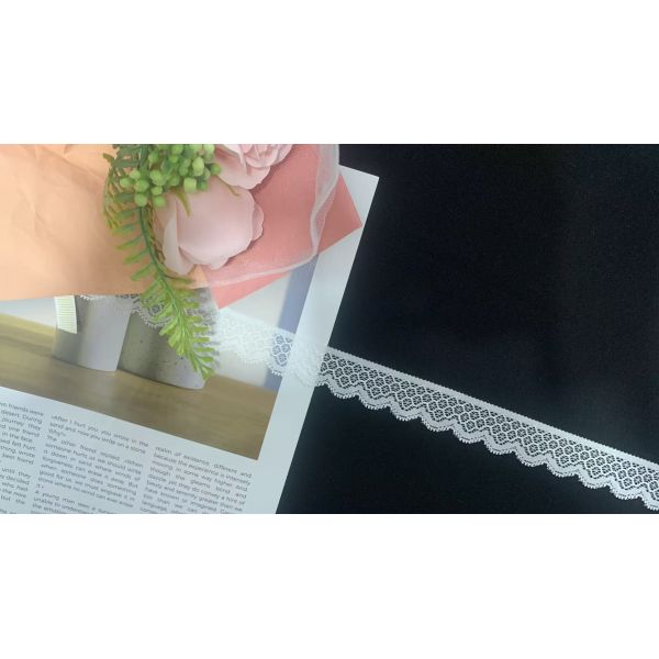 Stretch Lace Trim with Nylon Spandex Material, 2.5cm Width, and Floral Pattern for Lingerie and Bridal Sewing
