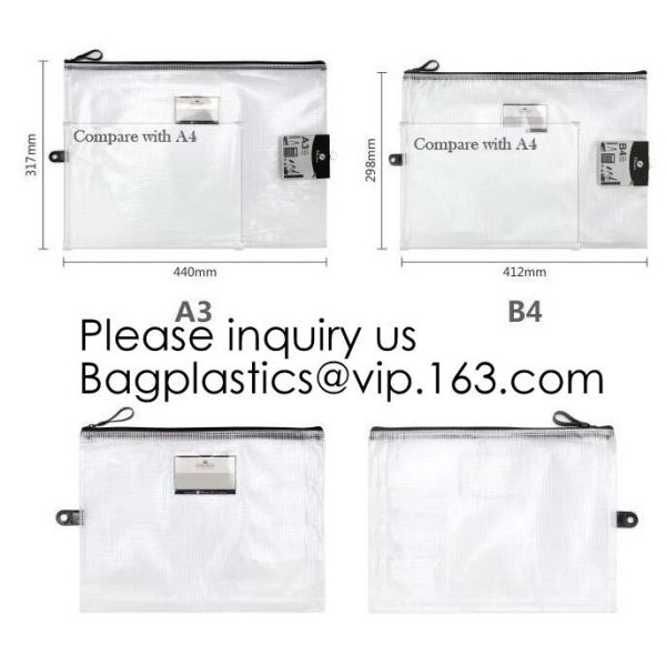 Office Stationery Plastic Pp File Bag A4 Document Pouch B6 Zipper Wholesale File Folder Bag School Stationery Supplies,