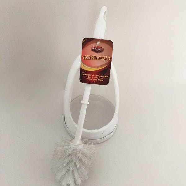 Semi Enclosed 12.5x12x40cm Strong Bristles Toilet Bowl Brush And Caddy