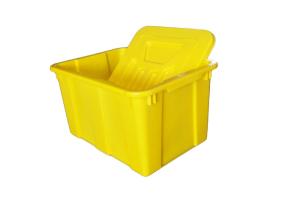 Barris plásticos coloridos amarelo com as tampas para a reciclagem comercial do