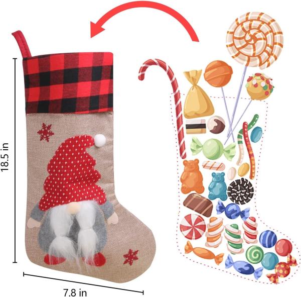 Christmas Stockings Unique 3D Gnomes Stockings Santa Claus Fireplace Hanging Stockings for Christmas Holiday Ornaments