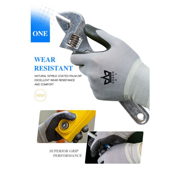 Flexible and Protective Heavy Duty Nylon Rubber Coated Work Gloves for Hand Protection