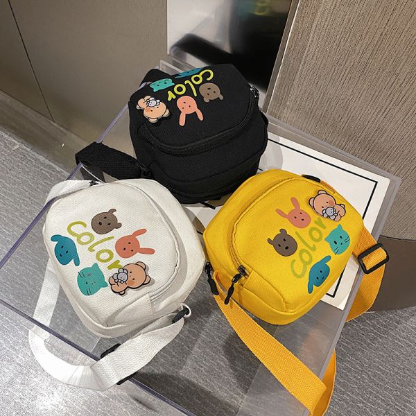 DIY acrylic pin kids Canvas bag shoulder mobile phone bag cute customs logo pin picture cartoon cloth bag