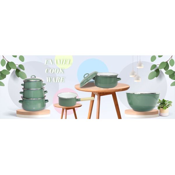 Daily Use 5 PCS Enamel Casserole Set Rust Proof Multi Purpose Kitchen Cookware