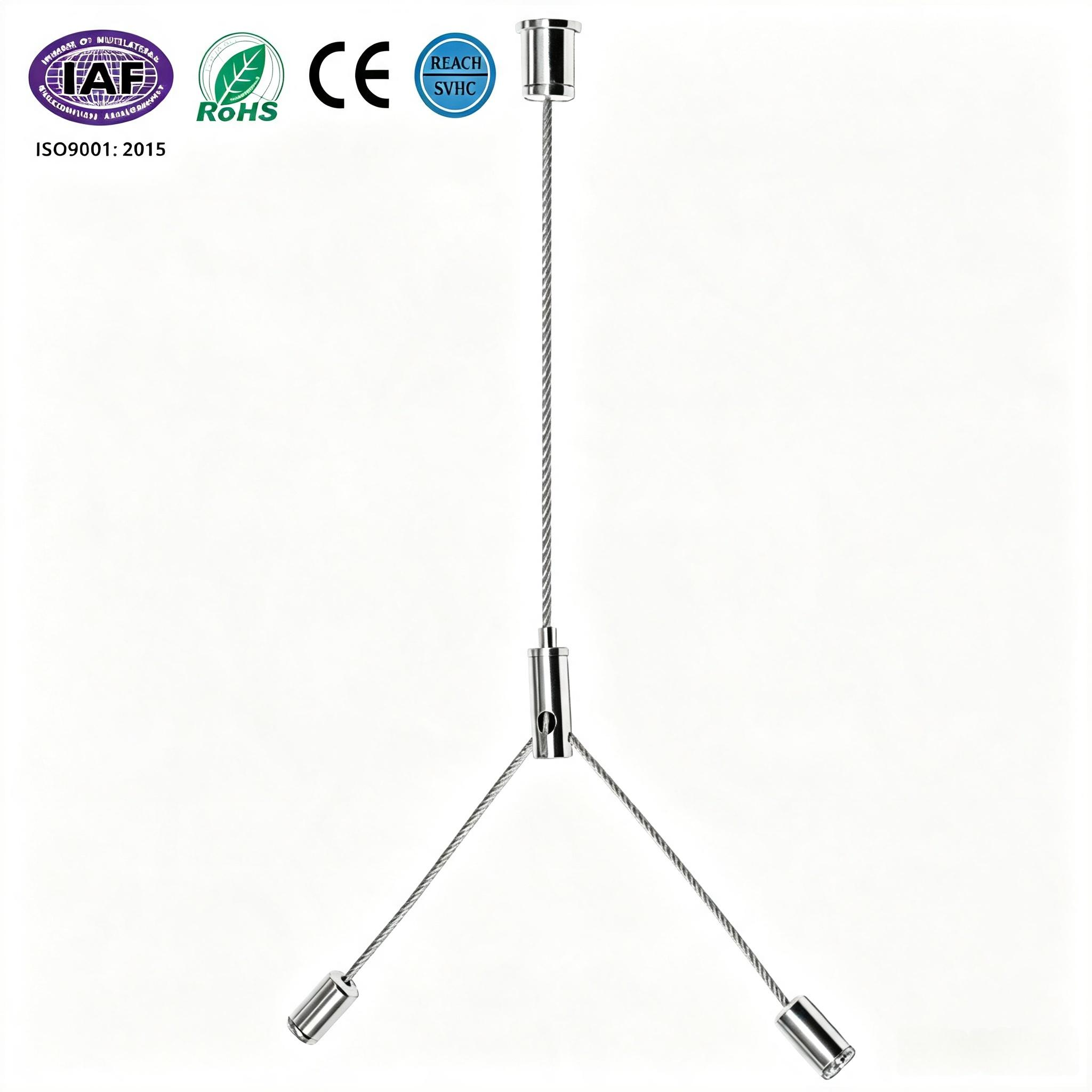 Adjustable Stainless Steel Suspension Kit Dual Point Support For Hanging Linear Pendant Lighting
