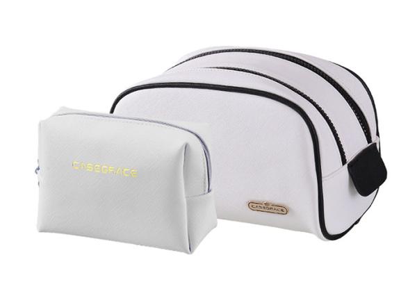 Multi - Functional Travel Makeup Pouch Separate Bag PU Leather Double Zipper