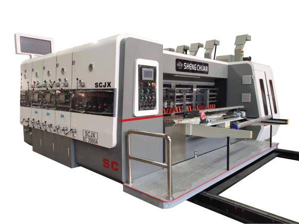 3 cores que entalham a máquina de impressão ondulada cortando de Flexo da caixa