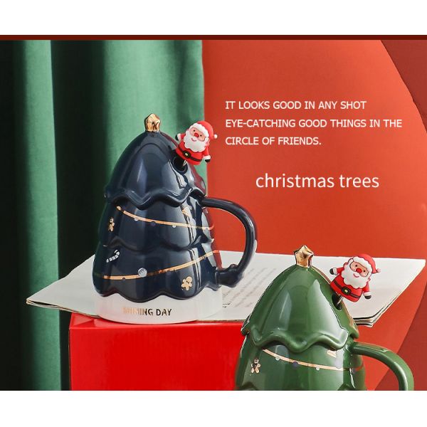 Christmas tree creative water sublimation cup ceramic mug coffee high-value couple sublimation cup