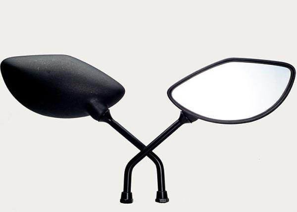Black Cub Motorcycle Rear View Mirrors Willow Leave Shape Plastic Housing