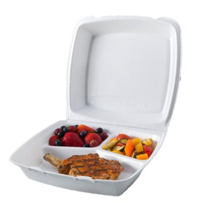 Eco-Degradable 9-inch PLA Take out Food Box Clamshell Container for Sushi Pizza Sandwich Noodles Hamburger Embossing Printing