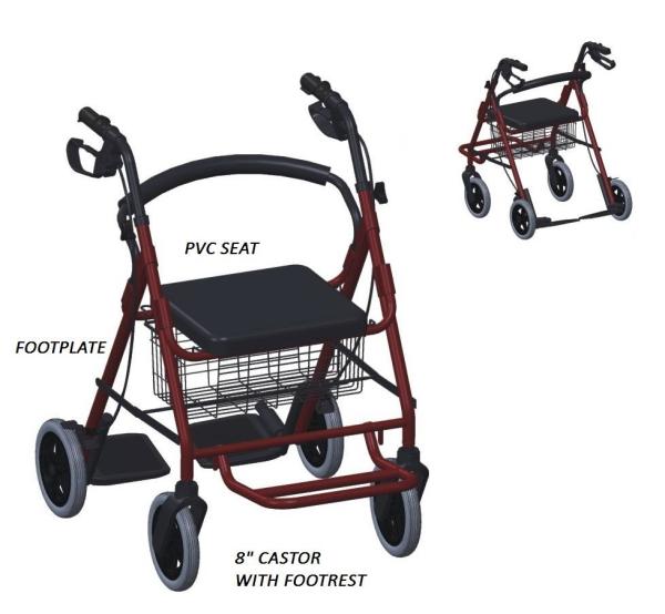 Durable Shopping Rollator , Adults  Drive Medical Aluminum Rollator