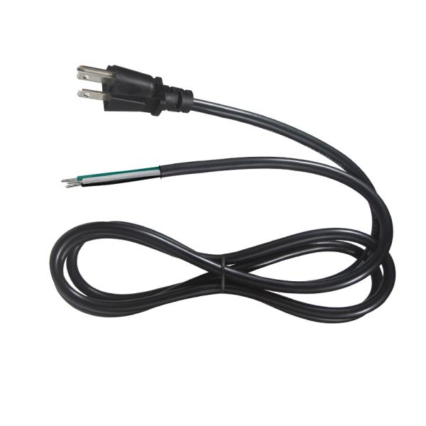 NEMA 5-15P Power Cord with Tinned Stripped Wire End-3-Conductor US Plug Cable for DIY Wiring, Panel, Terminal Block Use