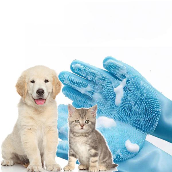 Massage Gloves Bath Grooming Dog Cleaning Washing Bathing Tool Shampoo Hand Comb Silicone Pet Brush