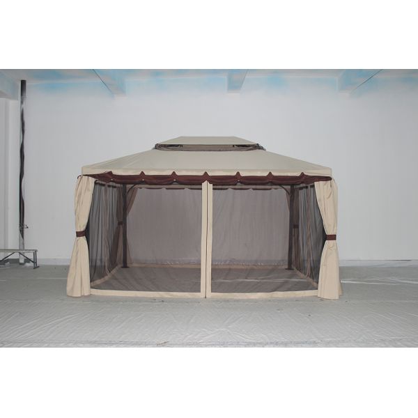 ECO FRIENDLY Water-Repellent Aluminum Garden Gazebo with Mosquito Nets and Side Walls 3x4m