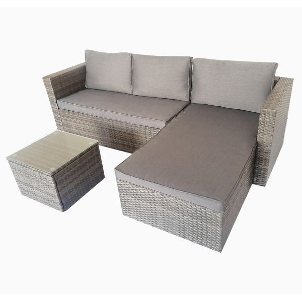Factory Cheap Concise Style Outdoor Garden Leisure Patio Furniture Set Rattan Wicker Corner Sofa Chair and Coffee Table