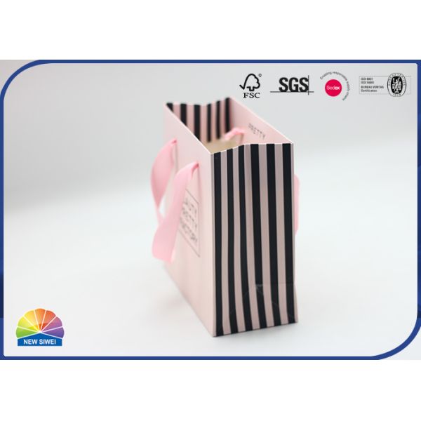 Custom Color Luxury Printed Paper Shopping Gift Bags With Nylon Handle Ropes