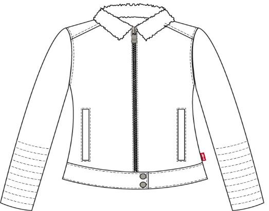 Levis Ladies' dark grey zip through pleather jacket with sherpa collar LEDO1733