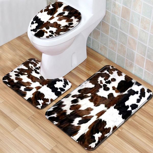 Животный леопард сделал по образцу ODM OEM 3 половиков циновок Bathroom части