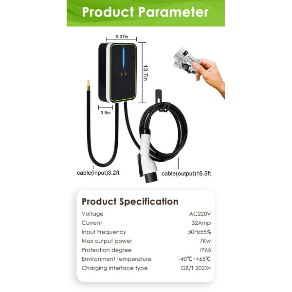 32A 7kw GBT EV зарядное устройство Wallbox EVSE Type 2 Зарядная станция