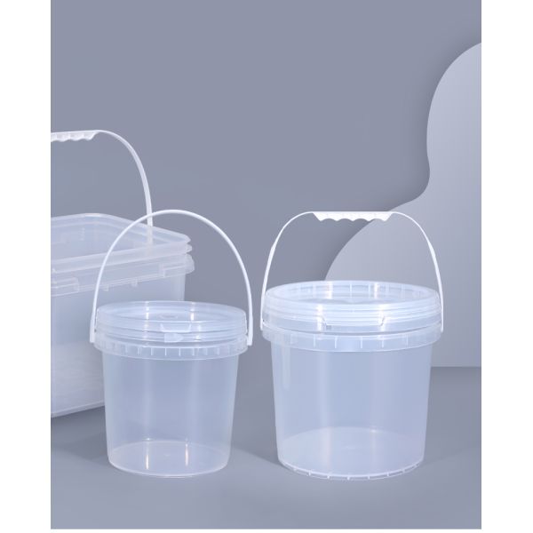 Direct Round 1L de grado alimenticio, cubo de galón claro para almacenamiento de refrigerios, bebidas de frutas, leche y té