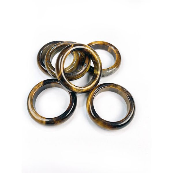 Unique Feng Shui Natural Stone Rings Polished Turquoise Tiger Eye Sodalite Blue Sand Great for Woman's Jewelry Collection
