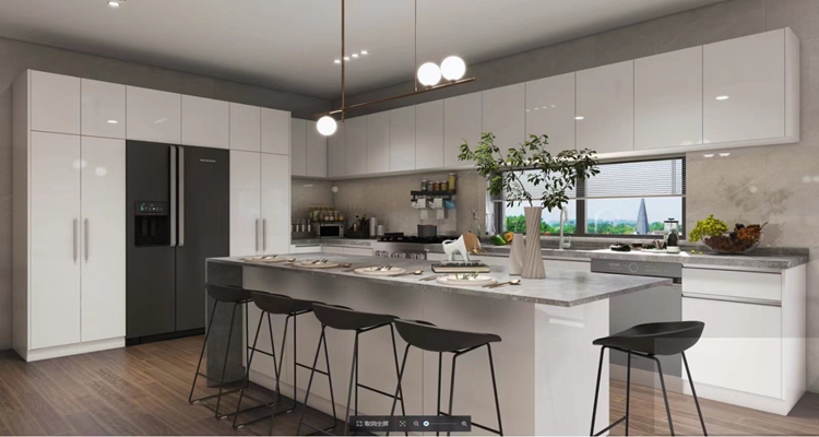 Custom Modular Kitchen Cabinets with Glossy Paint-Free Design and Shaker Door Panel