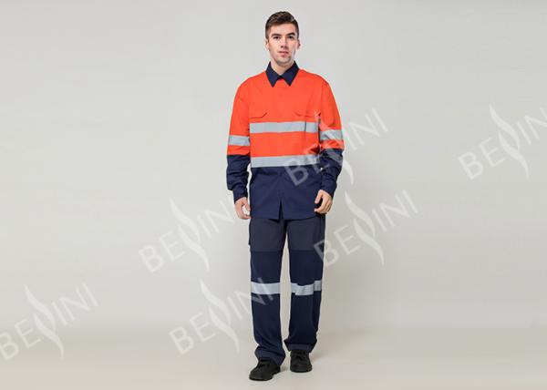 Double Stitching Safety Work Clothes High Visable Orange Jacket Bib Pants Suit
