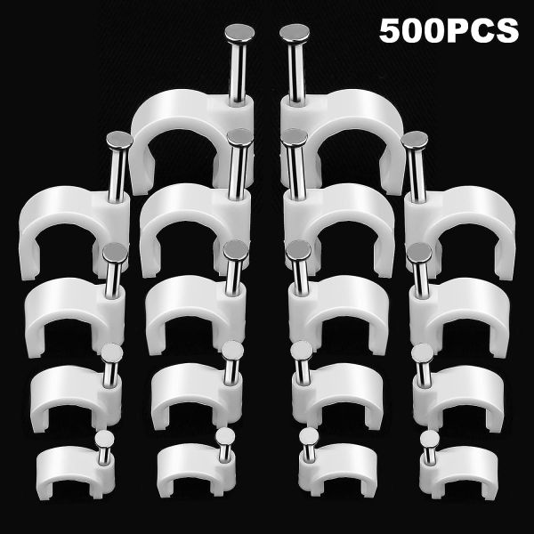 8mm Electrical Wiring Accessories Flat Nail Clips PE Material Round Plastic Wall Cable Wire Clip