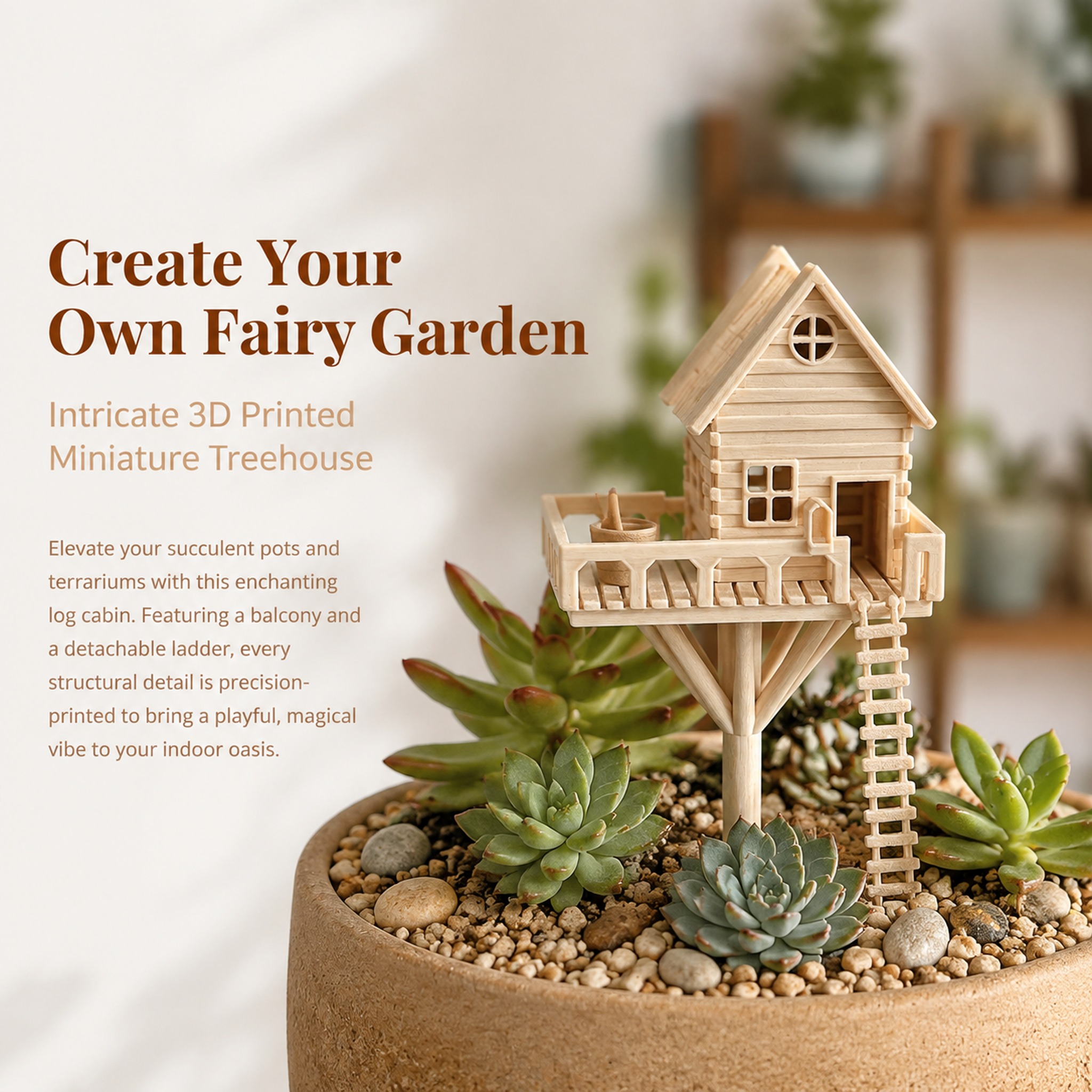 Bonsai Succulent 3d Printed Home Decor Fairy Style Shape Micro Tree House