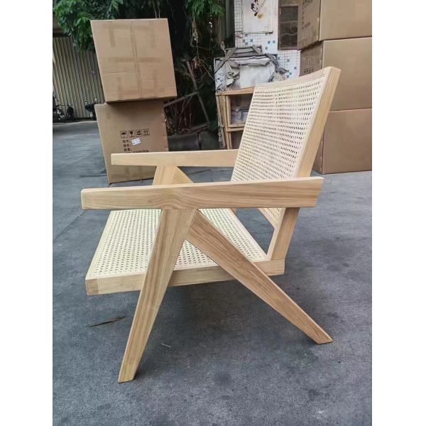 Nordic Modern Indoor Hotel Living Room Chair Wood Rattan With Armrest Leisure Sofa Lounge Chair