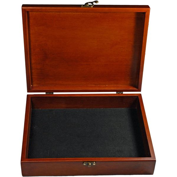 Wooden Treasure Box with Brass Latch (Redwood Finish)