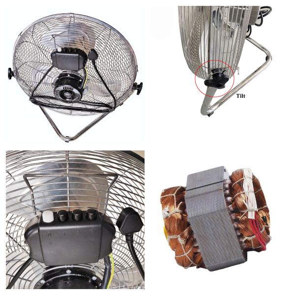 Fabricant en gros Ventilateur électrique oscillant à haute vitesse 16 pouces Ventilateur de sol industriel en métal