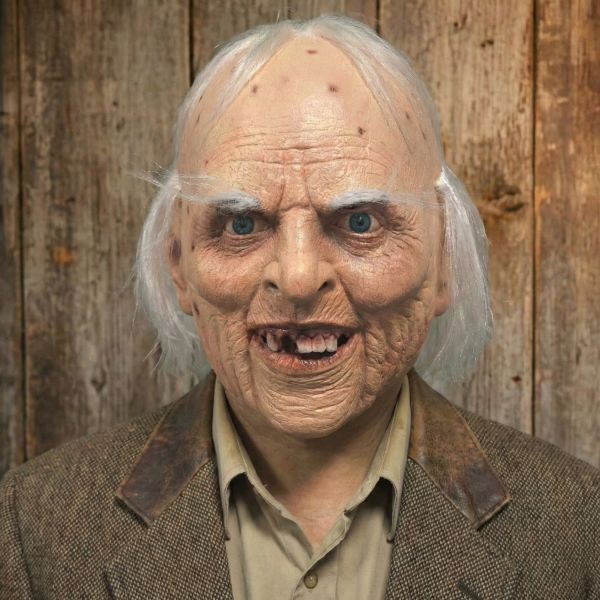 Halloween Old Man Mask Creepy Grandpa Mask with White Hair realistic Latex Wrinkle Face Headpiece Funny Cosplay Props