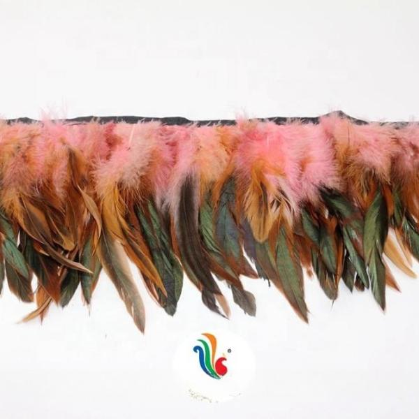 Decoração de festa de 6 a 8 polegadas Galo Coco Fringe de Penas Trim com fitas de fita de cetim