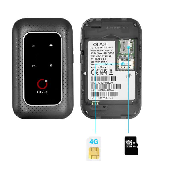 Модем OLAX WD680 4G Wifi открывает интерфейс 5pin портативного маршрутизатора Wifi микро-