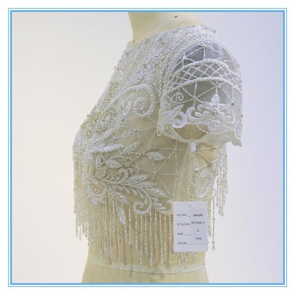 Леди короткий элегантный стиль свадебная вышивка бусы верхняя леди блузка & верхняя для продажи