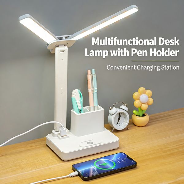 Portable LED Table Lamp with USB Charging Port and Multiple Brightness Levels Ideal for Travel and Study