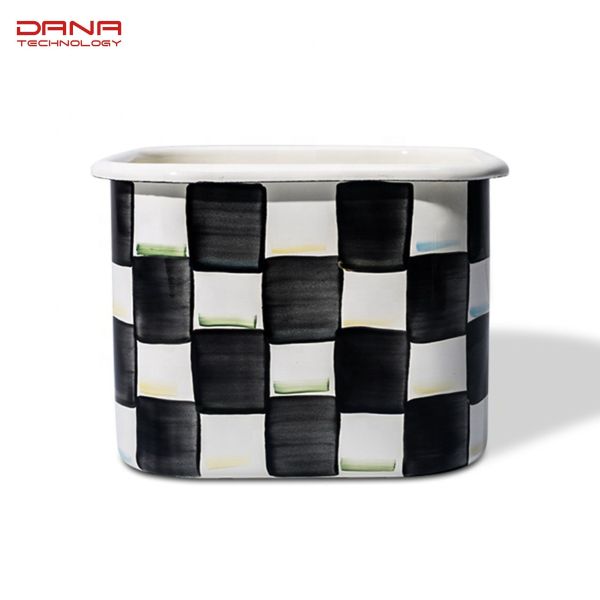 Carbon Steel Eco Friendly Classic Black White Enamel Noodle Cup Supplied with